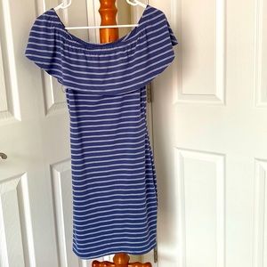 4 for $25 Charlotte Russe Off-The-Shoulder Blue and White Stipe Dress